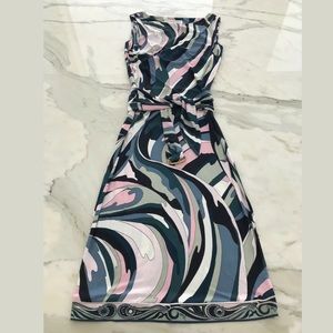 EMILIO PUCCI PINK MULTI BELTED DRESS SIZE IT 42 / US 8 NWOTS!